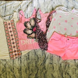 Justice Pink Tops/Shorts Sets Size 14